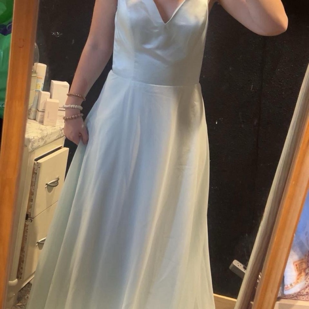 Elegant V-Neck Light Blue A-Line Women’s Dress